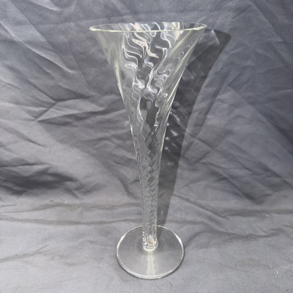 Vintage Toscany Champagne Swirl Hollow Flutes Hand Blown 9"t X‎ 3 1/2"w